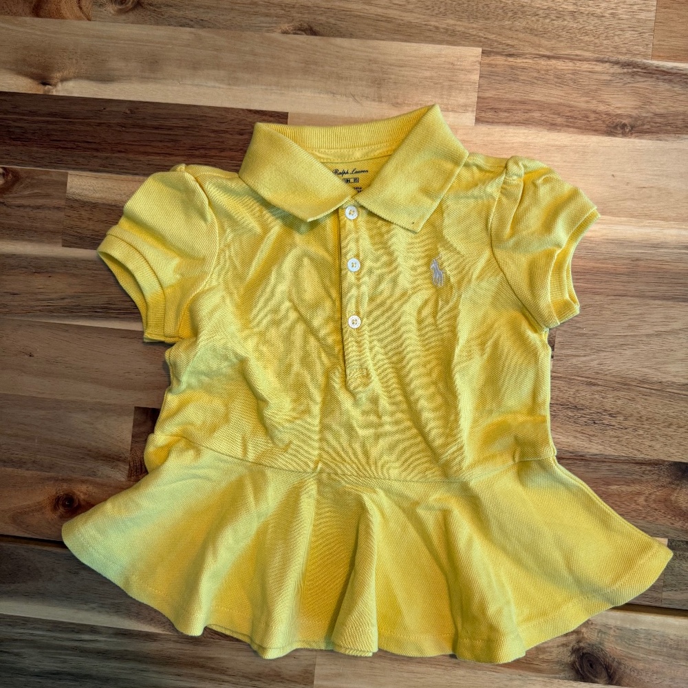 Ralph Lauren Baby Girl 18M Cotton Mesh Peplum Polo Shirt
